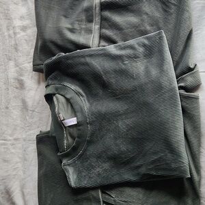 Dark Green Ribbed Loungewear 2pc Set